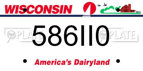 586II0 Wisconsin License Plate