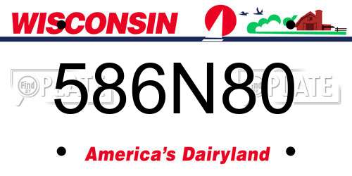 586N80 Wisconsin License Plate