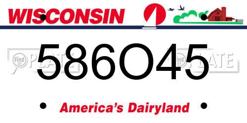 586O45 Wisconsin License Plate