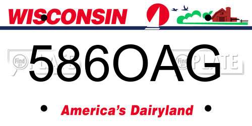 586OAG Wisconsin License Plate