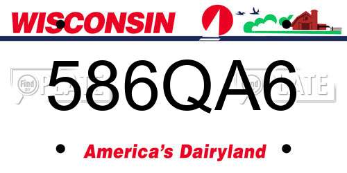 586QA6 Wisconsin License Plate