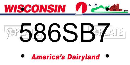 586SB7 Wisconsin License Plate