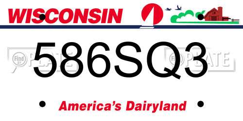 586SQ3 Wisconsin License Plate