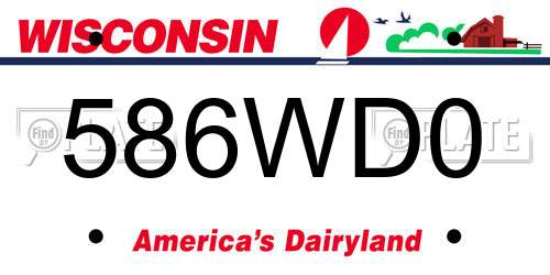 586WD0 Wisconsin License Plate