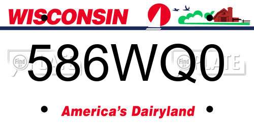 586WQ0 Wisconsin License Plate