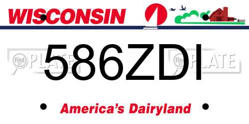586ZDI Wisconsin License Plate