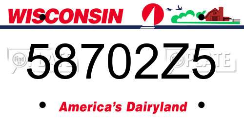 58702Z5 Wisconsin License Plate