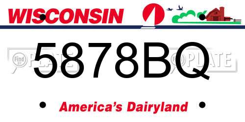 5878BQ Wisconsin License Plate