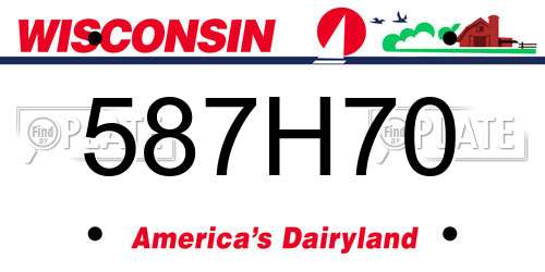 587H70 Wisconsin License Plate