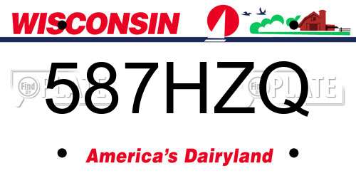 587HZQ Wisconsin License Plate