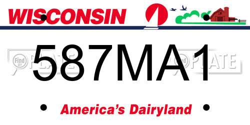 587MA1 Wisconsin License Plate