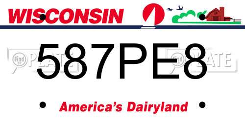 587PE8 Wisconsin License Plate