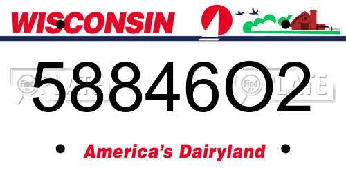58846O2 Wisconsin License Plate