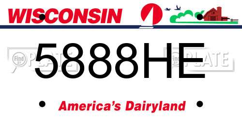 5888HE Wisconsin License Plate