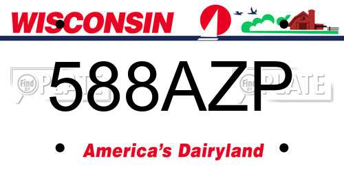588AZP Wisconsin License Plate