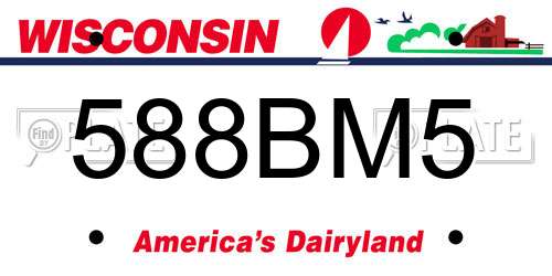 588BM5 Wisconsin License Plate