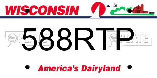 588RTP Wisconsin License Plate