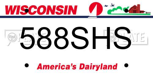 588SHS Wisconsin License Plate