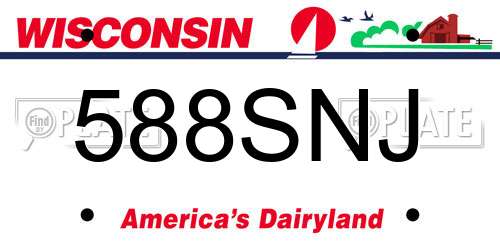 588SNJ Wisconsin License Plate
