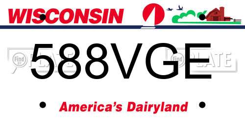 588VGE Wisconsin License Plate