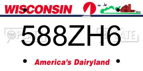 588ZH6 Wisconsin License Plate