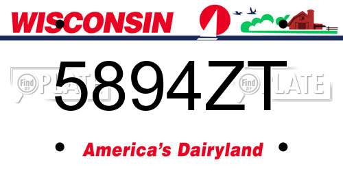 5894ZT Wisconsin License Plate