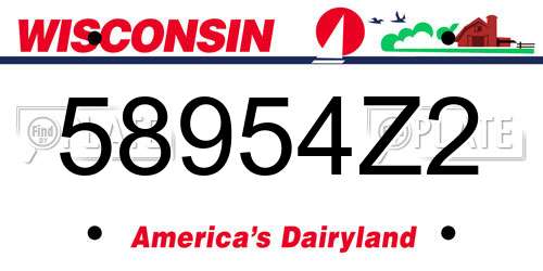 58954Z2 Wisconsin License Plate