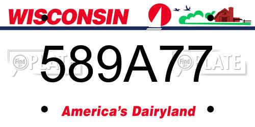 589A77 Wisconsin License Plate