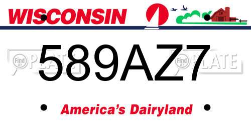 589AZ7 Wisconsin License Plate