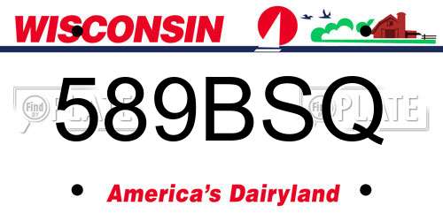 589BSQ Wisconsin License Plate