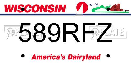589RFZ Wisconsin License Plate