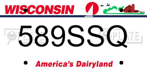 589SSQ Wisconsin License Plate