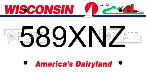 589XNZ Wisconsin License Plate