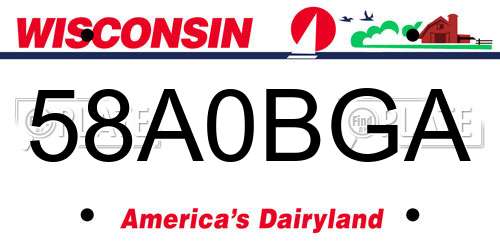 58A0BGA Wisconsin License Plate