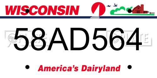 58AD564 Wisconsin License Plate
