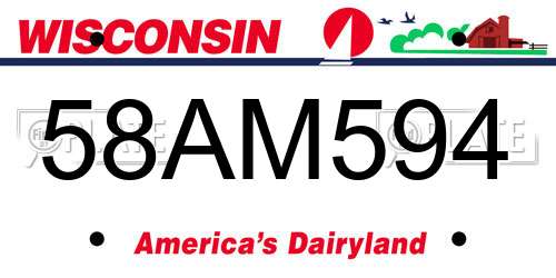 58AM594 Wisconsin License Plate