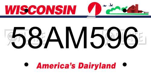 58AM596 Wisconsin License Plate