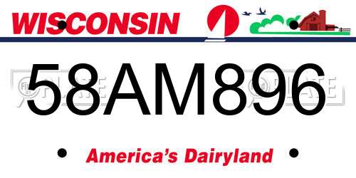 58AM896 Wisconsin License Plate