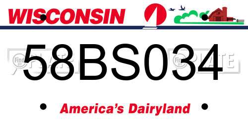 58BS034 Wisconsin License Plate