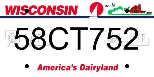 58CT752 Wisconsin License Plate