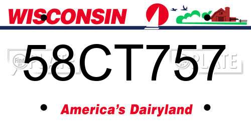 58CT757 Wisconsin License Plate