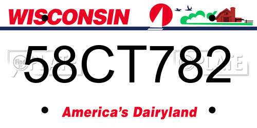 58CT782 Wisconsin License Plate