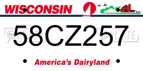 58CZ257 Wisconsin License Plate