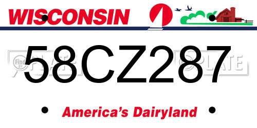 58CZ287 Wisconsin License Plate