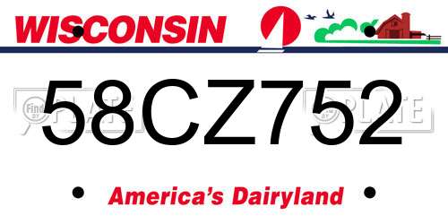 58CZ752 Wisconsin License Plate