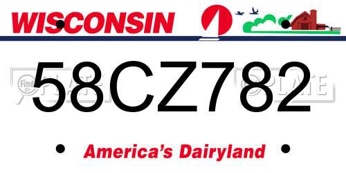 58CZ782 Wisconsin License Plate