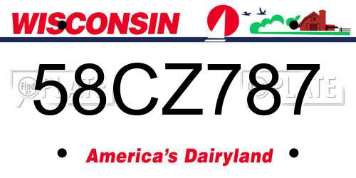58CZ787 Wisconsin License Plate
