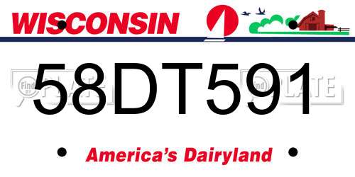 58DT591 Wisconsin License Plate
