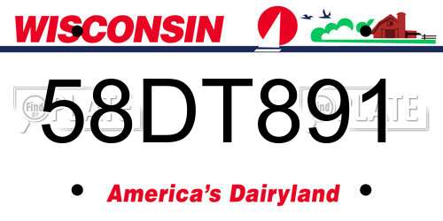 58DT891 Wisconsin License Plate