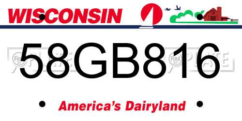 58GB816 Wisconsin License Plate